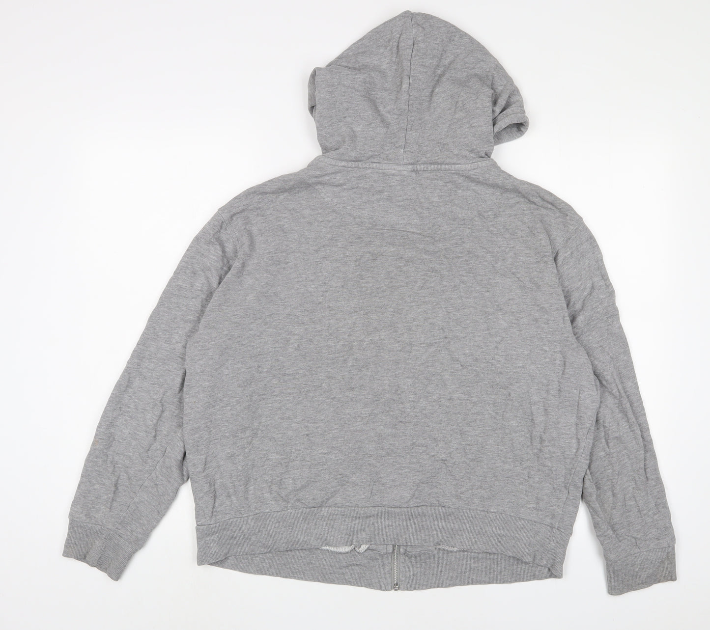 ASOS Womens Grey Cotton Full Zip Hoodie Size 10 Zip