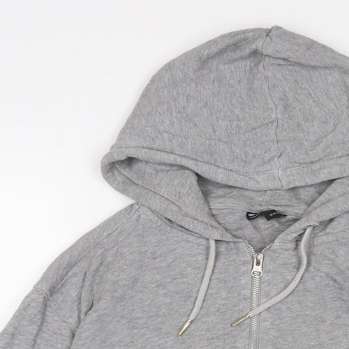 ASOS Womens Grey Cotton Full Zip Hoodie Size 10 Zip
