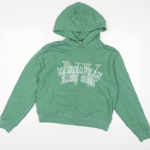 Marks and Spencer Womens Green Cotton Pullover Hoodie Size XS Pullover - Embroidered