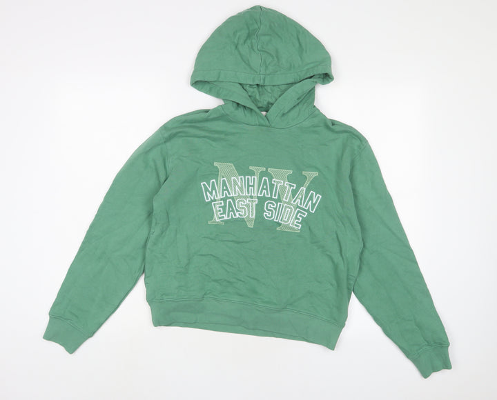 Marks and Spencer Womens Green Cotton Pullover Hoodie Size XS Pullover - Embroidered
