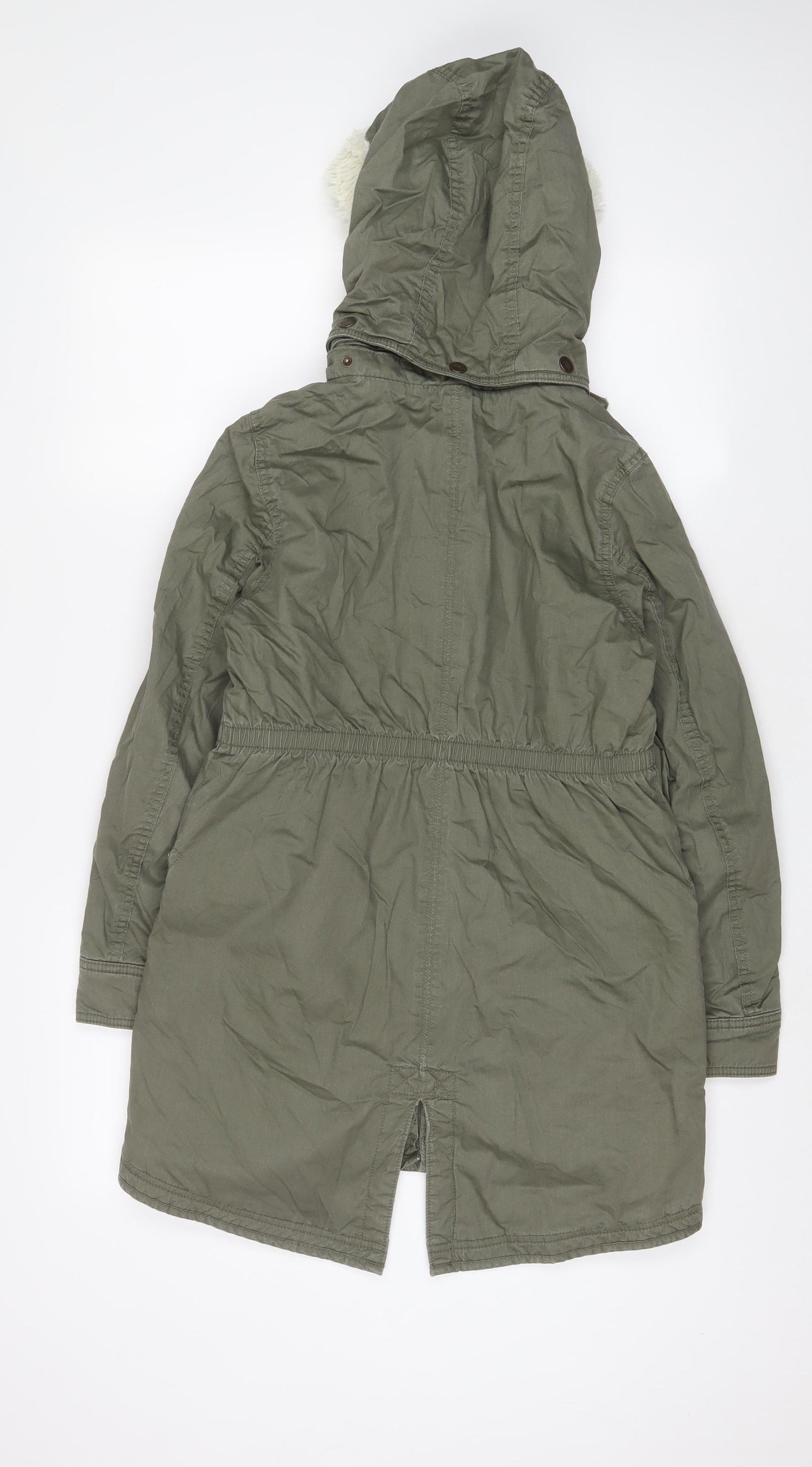 H&M Girls Green Parka Coat Size 11-12 Years Zip