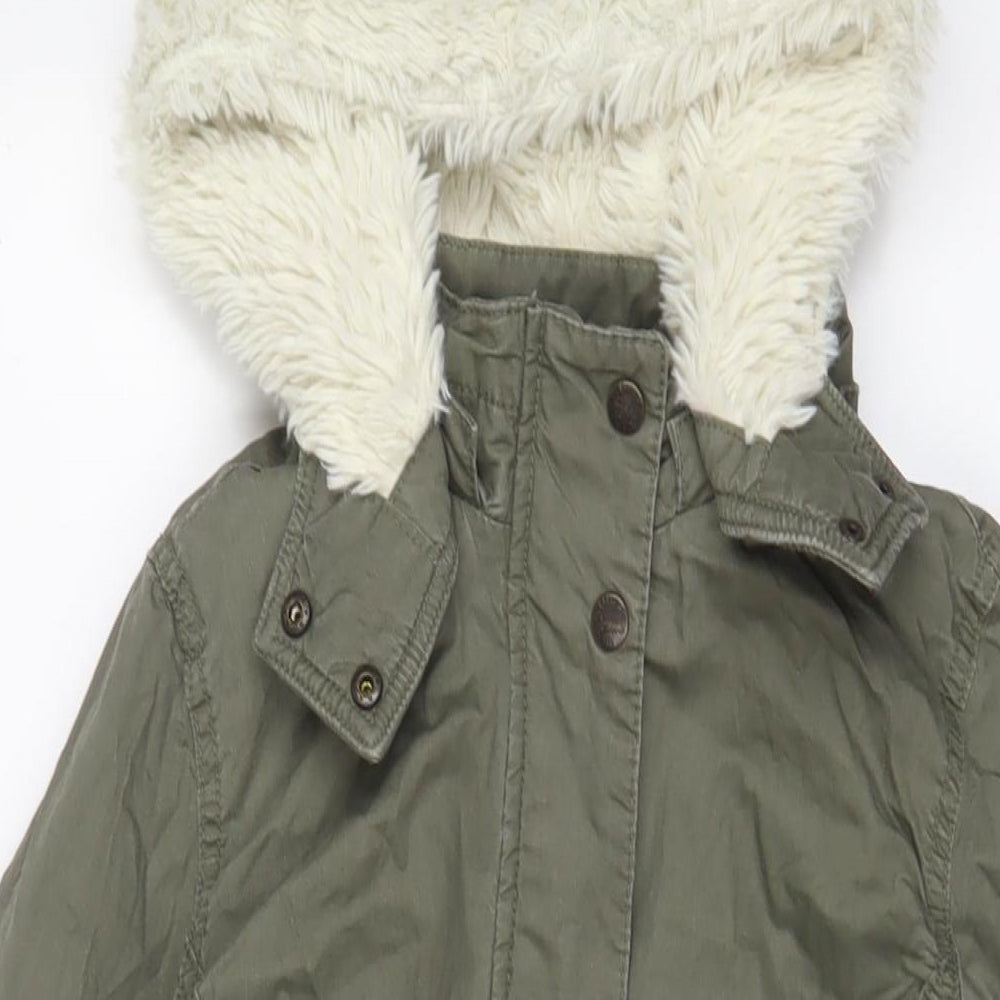 H&M Girls Green Parka Coat Size 11-12 Years Zip