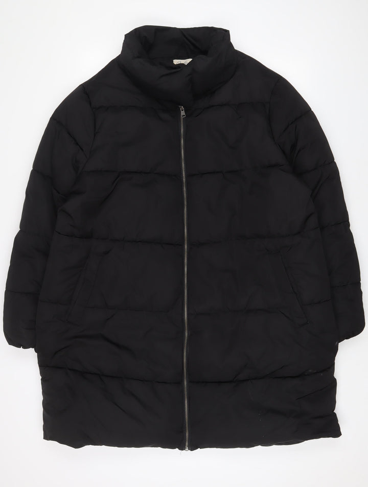 Onfire Womens Black Quilted Coat Size 20 Zip