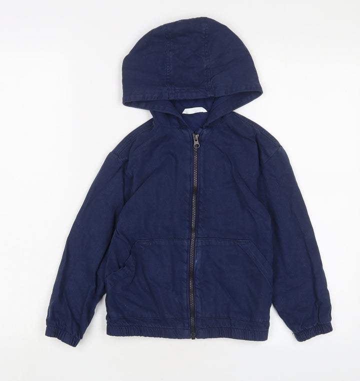 Marks and Spencer Boys Blue Cotton Full Zip Hoodie Size 5-6 Years Zip