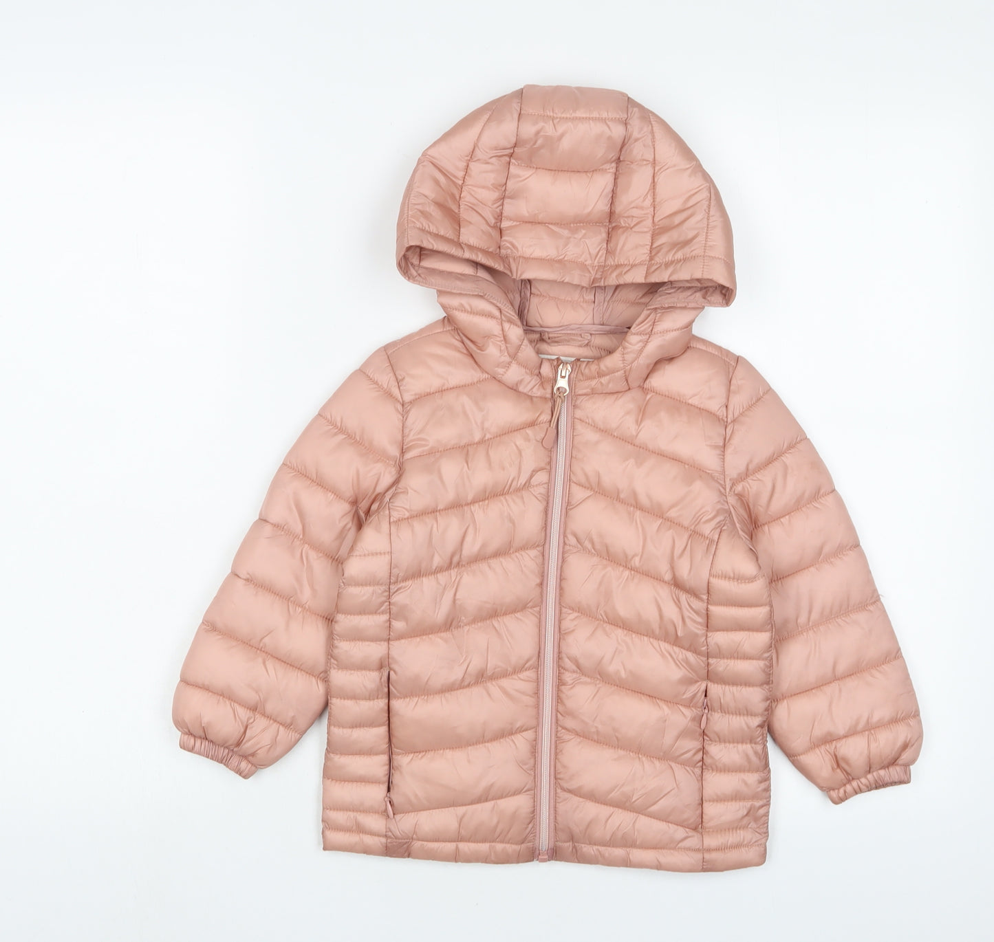 Marks and Spencer Girls Pink Jacket Size 2-3 Years Zip - Zip Pockets