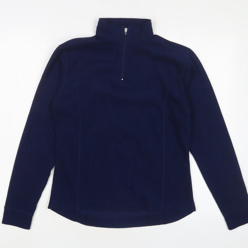 mountain river sea Womens Blue Polyester Pullover Sweatshirt Size 8 Zip