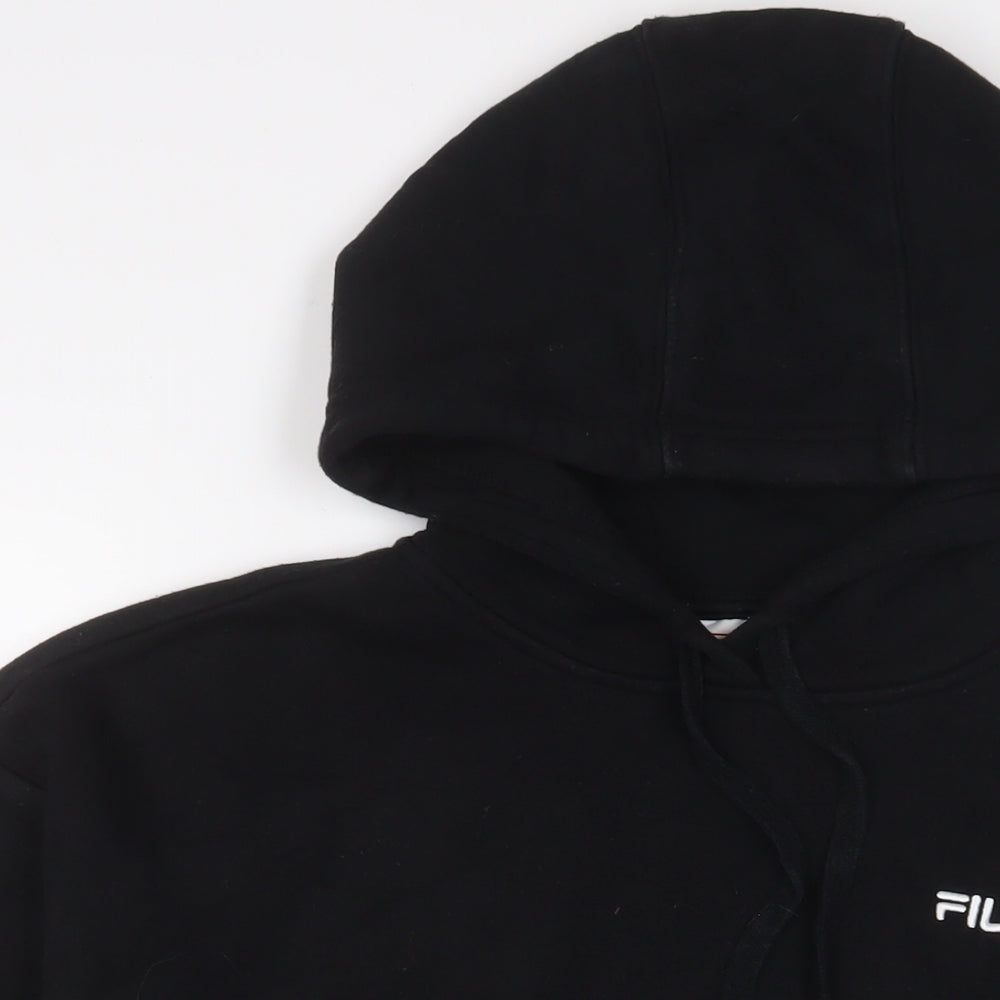 FILA Womens Black Cotton Pullover Hoodie Size M Pullover - Logo, Embroidered