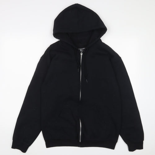 PRETTYLITTLETHING Womens Black Cotton Full Zip Hoodie Size S Zip