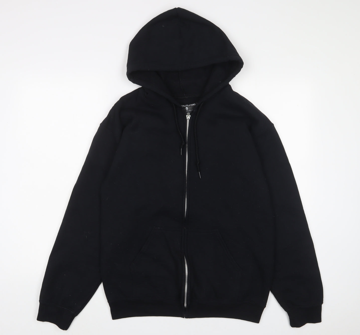 PRETTYLITTLETHING Womens Black Cotton Full Zip Hoodie Size S Zip