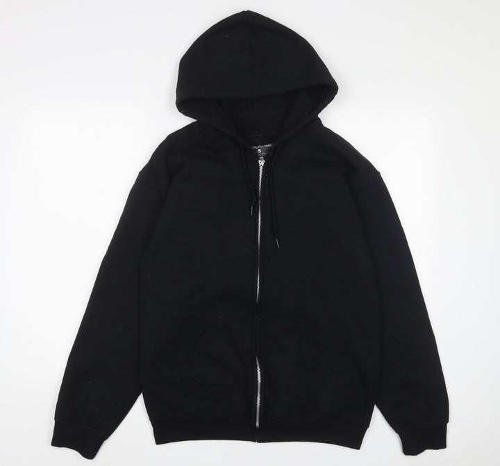 PRETTYLITTLETHING Womens Black Cotton Full Zip Hoodie Size S Zip