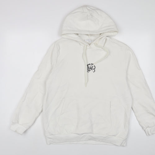 Kotton Womens White Cotton Pullover Hoodie Size L Pullover - Embroidered