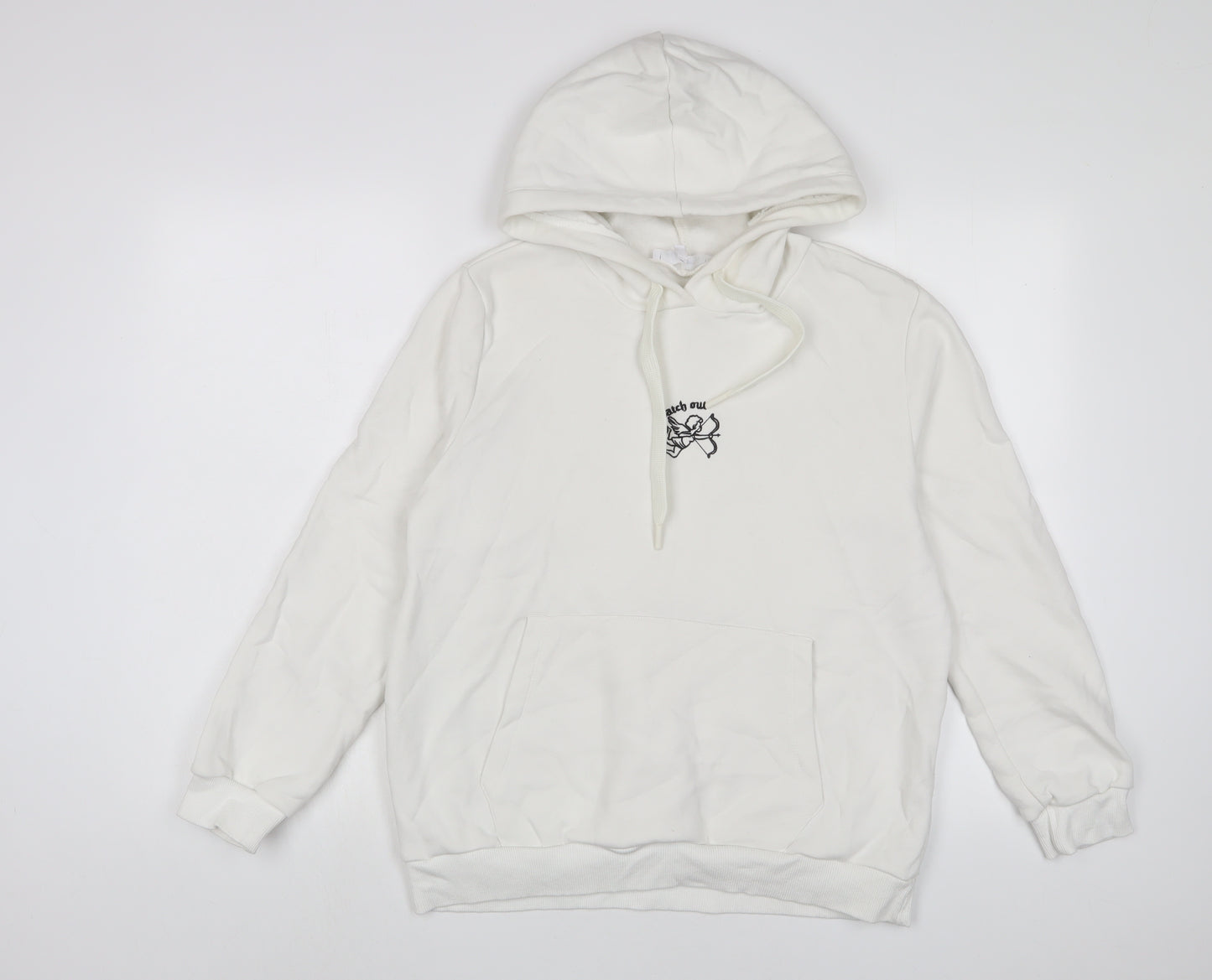 Kotton Womens White Cotton Pullover Hoodie Size L Pullover - Embroidered