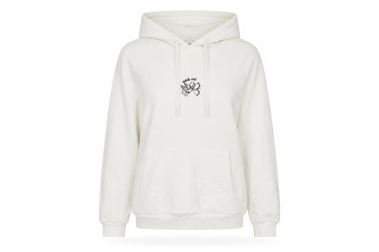 Front view of Kotton women’s white cotton pullover hoodie, size L, pullover - embroidered