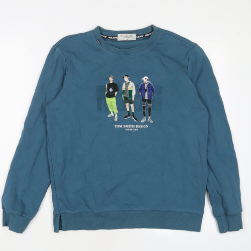 Tom Smith Womens Blue Cotton Pullover Sweatshirt Size M Pullover