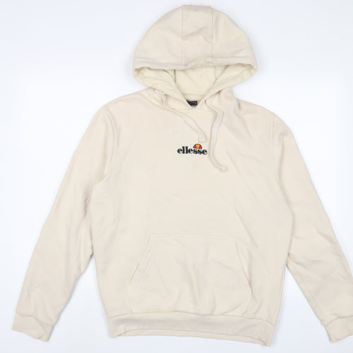 ellesse Womens Beige Cotton Pullover Hoodie Size 12 Pullover - Logo, Embroidered