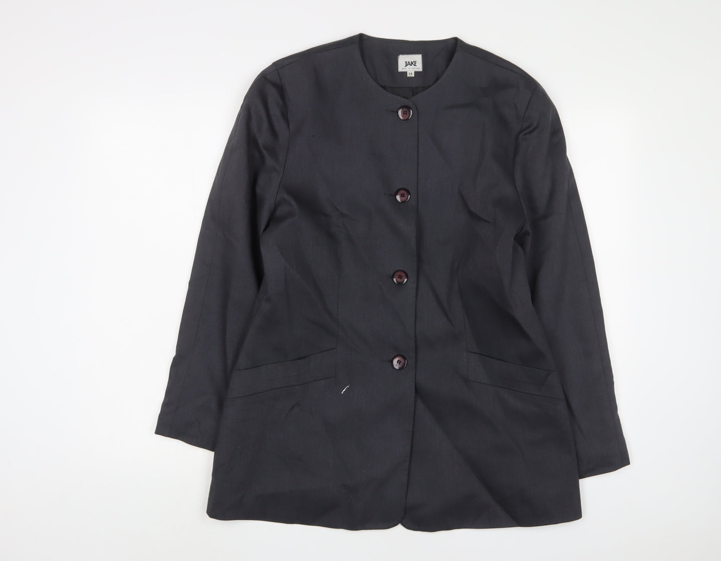 Jake Womens Blue Jacket Blazer Size 14 Button