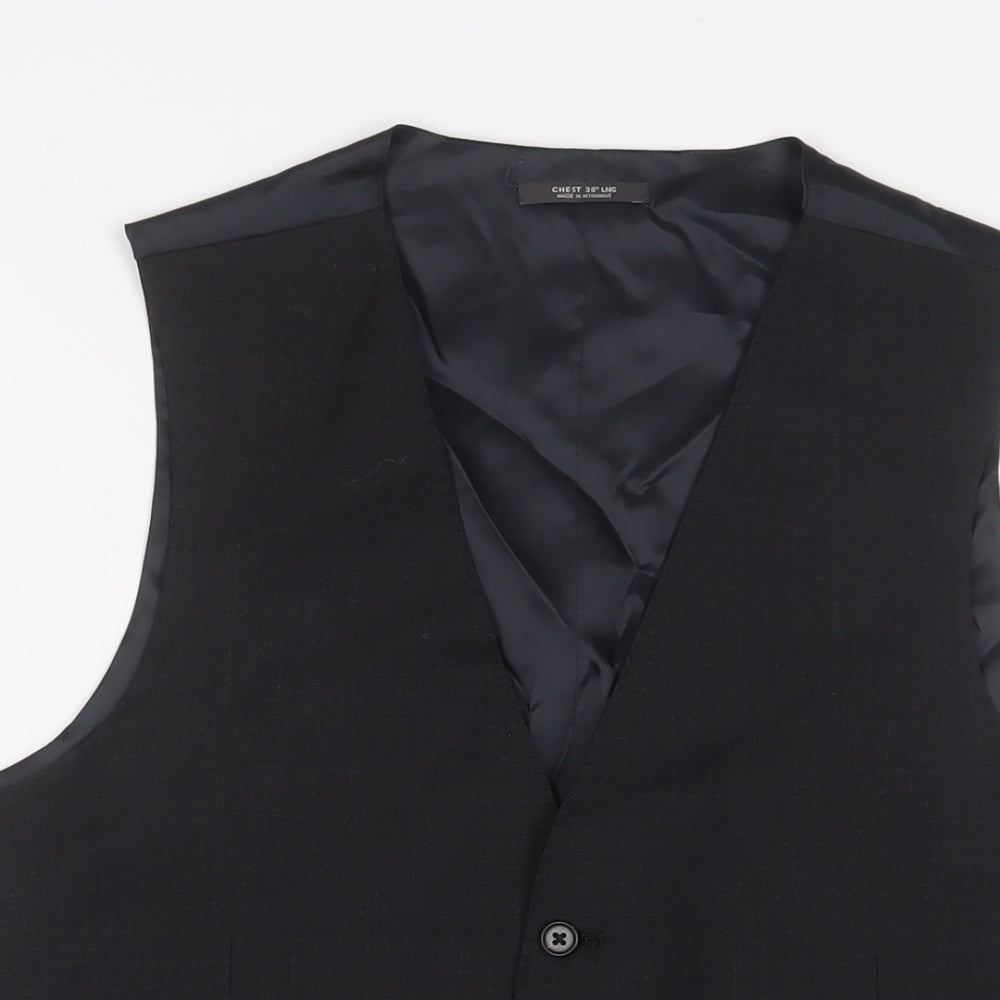 Marks and Spencer Mens Grey Wool Jacket Suit Waistcoat Size 38 Regular
