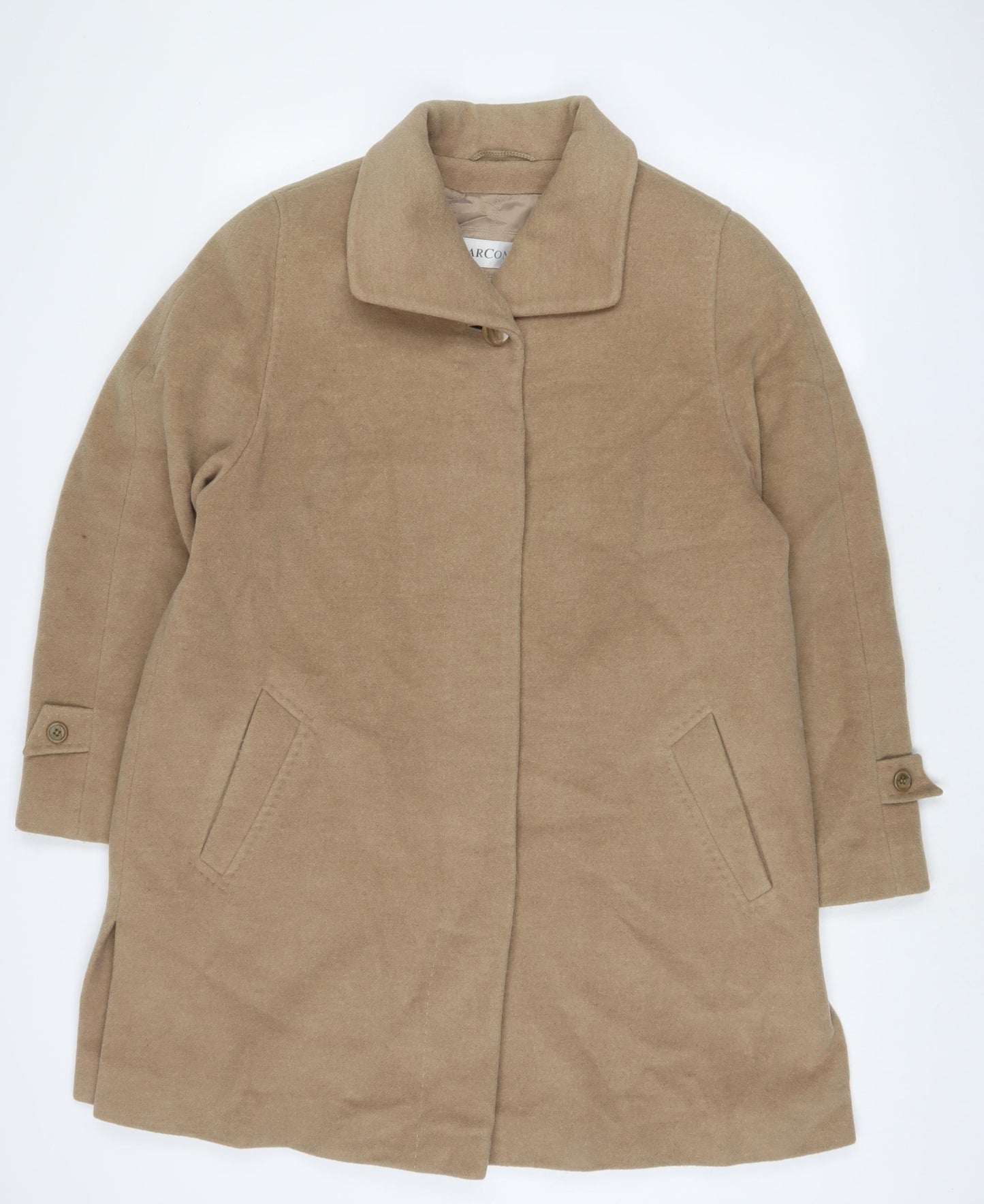 MARCONA Womens Brown Overcoat Coat Size 16 Button