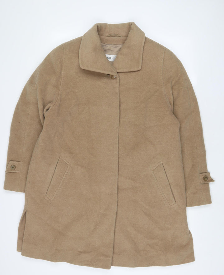 MARCONA Womens Brown Overcoat Coat Size 16 Button