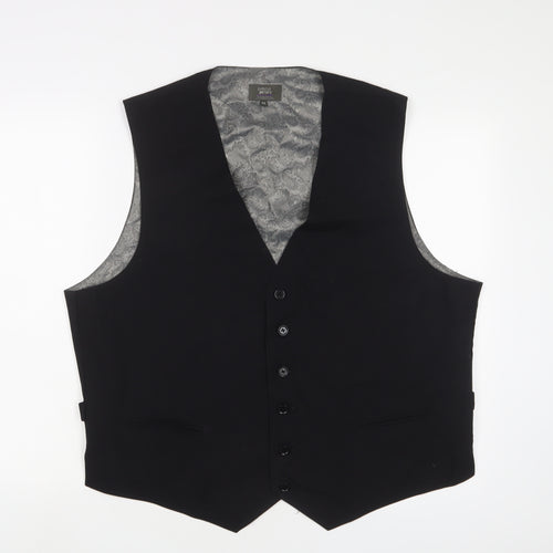Simon Jersey Mens Black Wool Jacket Suit Waistcoat Size 46 Regular