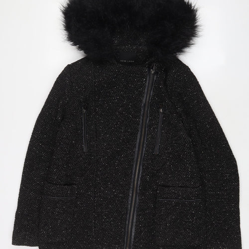 New Look Womens Black Jacket Coat Size 12 Zip