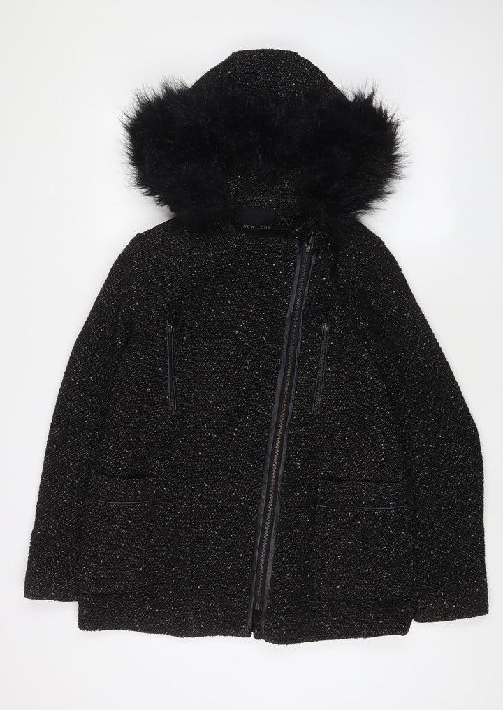 New Look Womens Black Jacket Coat Size 12 Zip