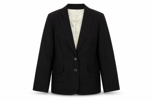 Front view of Oasis women’s black jacket blazer, size UK 10, button