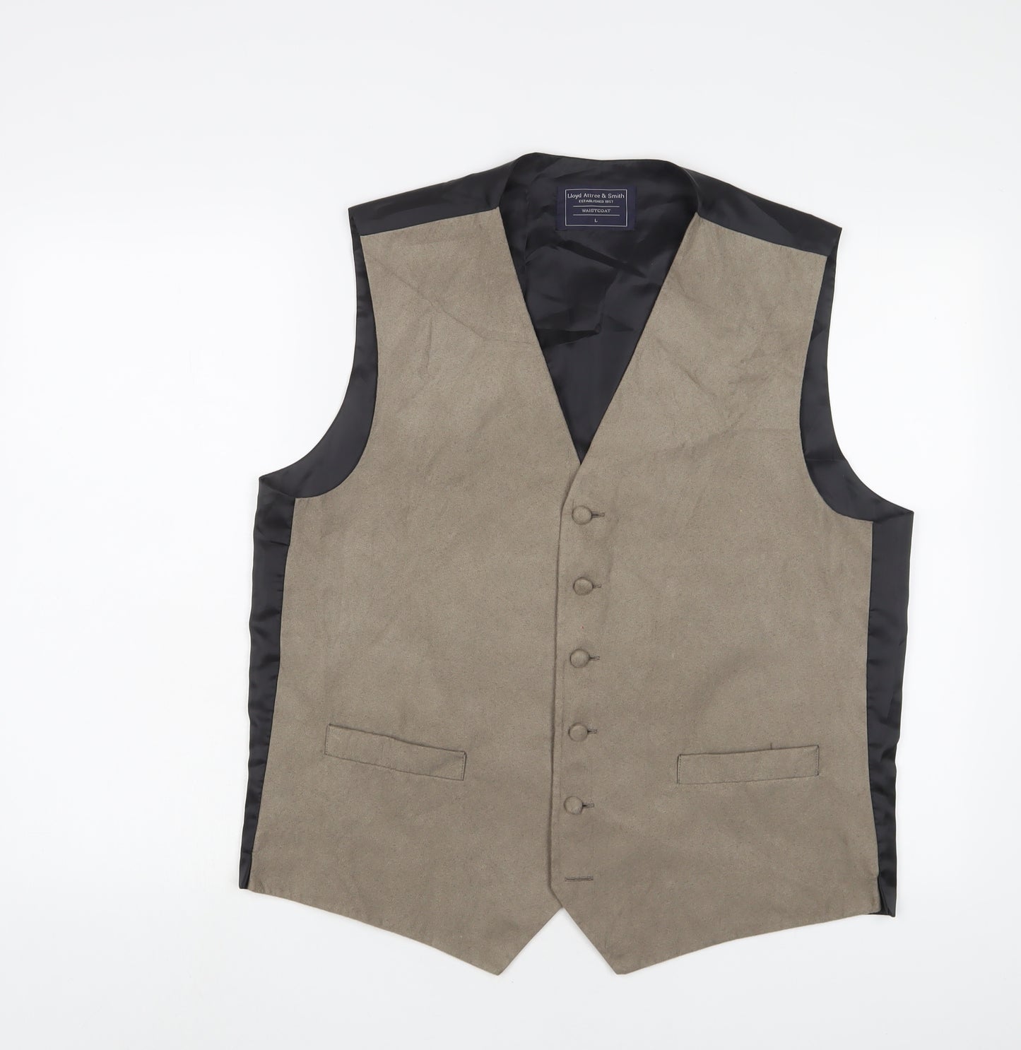 Lloyd Attree & Smith Mens Brown Polyester Jacket Suit Waistcoat Size L Regular