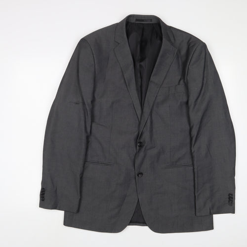 PINSTRIPE Mens Grey Polyester Jacket Suit Jacket Size 42 Regular