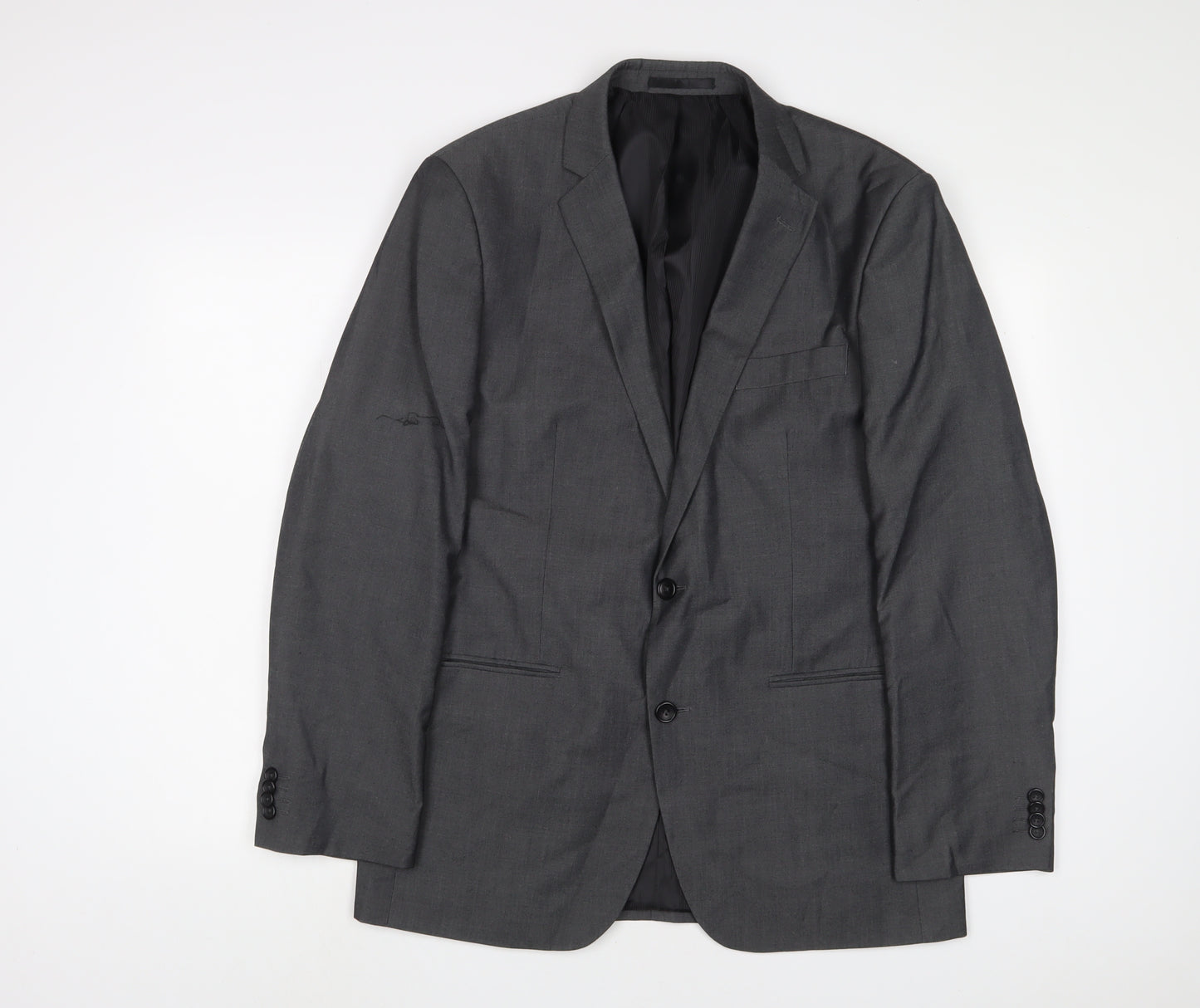 PINSTRIPE Mens Grey Polyester Jacket Suit Jacket Size 42 Regular