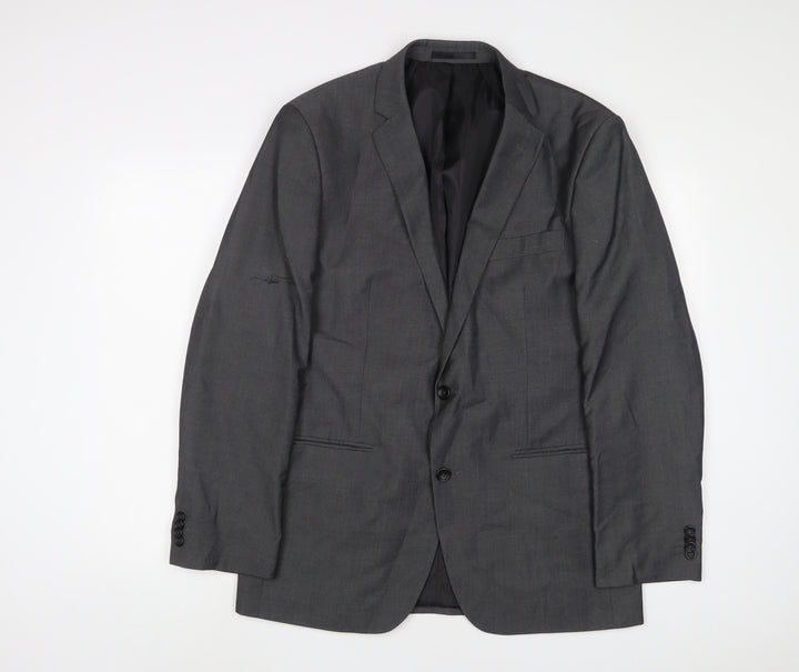 PINSTRIPE Mens Grey Polyester Jacket Suit Jacket Size 42 Regular