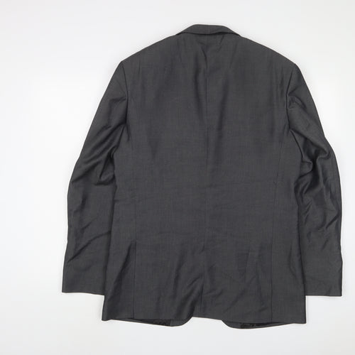 PINSTRIPE Mens Grey Polyester Jacket Suit Jacket Size 42 Regular