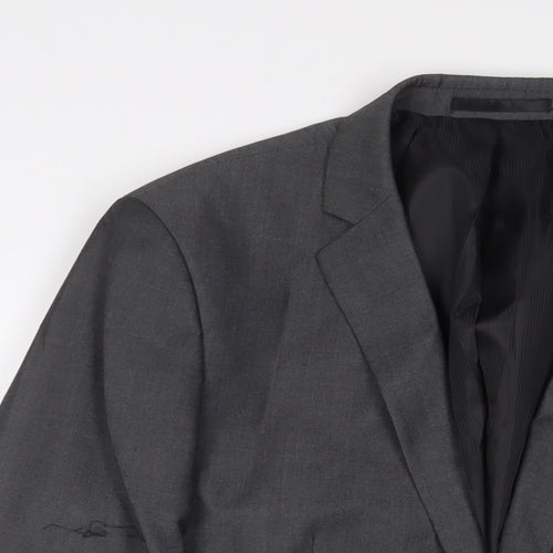 PINSTRIPE Mens Grey Polyester Jacket Suit Jacket Size 42 Regular