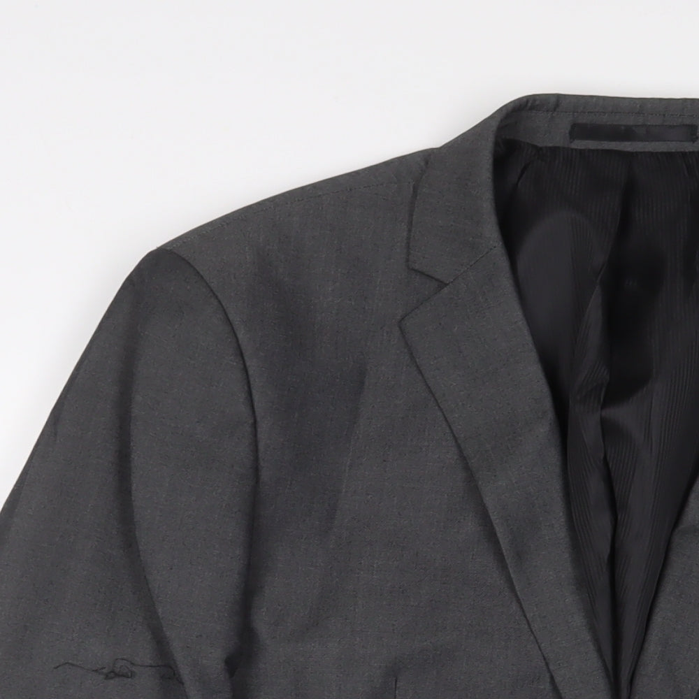 PINSTRIPE Mens Grey Polyester Jacket Suit Jacket Size 42 Regular