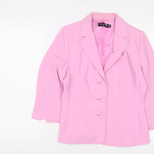 Jorgina Womens Pink Jacket Blazer Size 12 Button