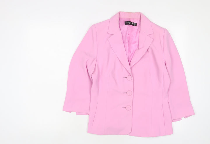 Jorgina Womens Pink Jacket Blazer Size 12 Button