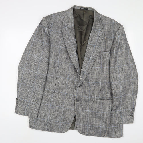 Stafford Mens Grey Plaid Polyester Jacket Suit Jacket Size 46 Regular