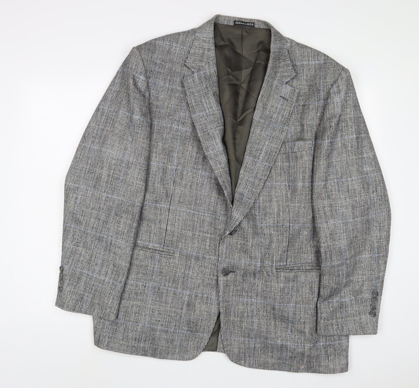 Stafford Mens Grey Plaid Polyester Jacket Suit Jacket Size 46 Regular