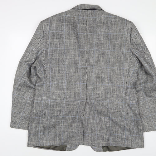 Stafford Mens Grey Plaid Polyester Jacket Suit Jacket Size 46 Regular