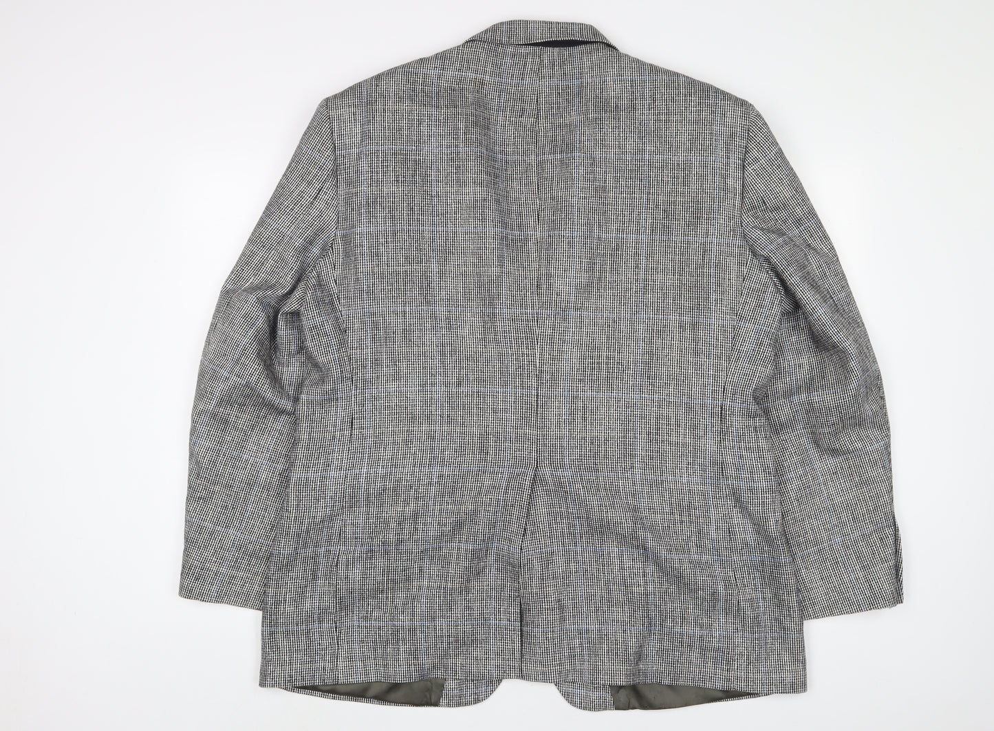 Stafford Mens Grey Plaid Polyester Jacket Suit Jacket Size 46 Regular