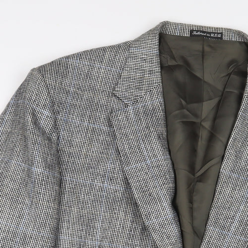 Stafford Mens Grey Plaid Polyester Jacket Suit Jacket Size 46 Regular
