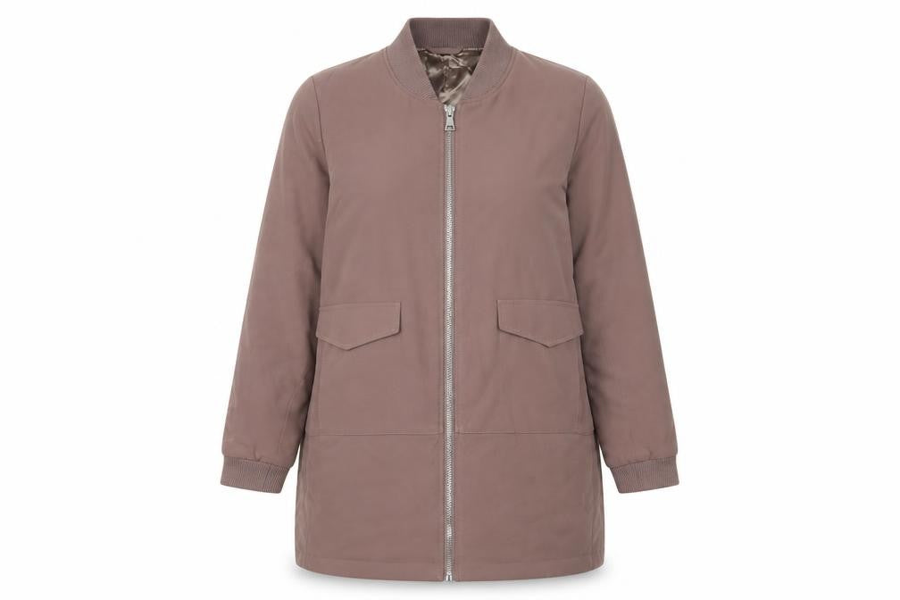 Front view of Anita G. women’s purple jacket, size L, zip
