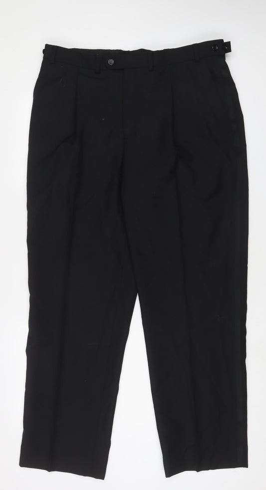 Armando Mens Black Wool Trousers Size 38 in L31 in Regular Zip