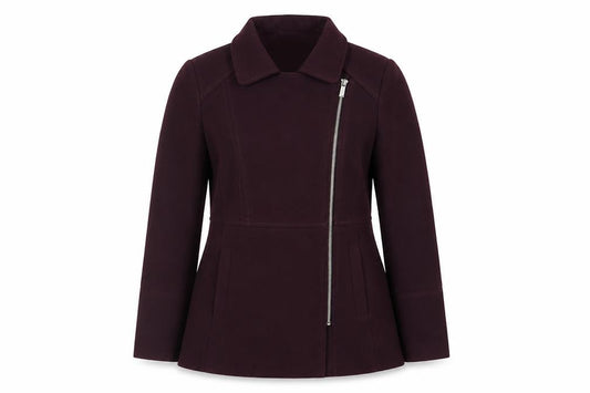 Front view of Debenhams women’s purple jacket, size UK 8, zip