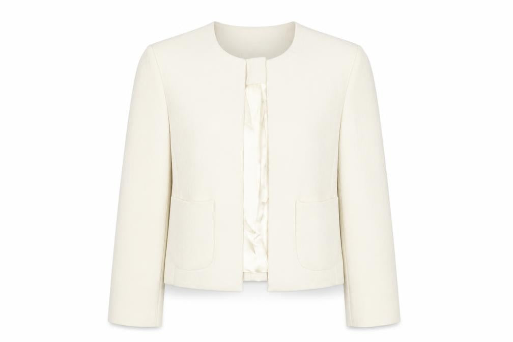 Front view of Closet women’s ivory jacket, size UK 10, - open