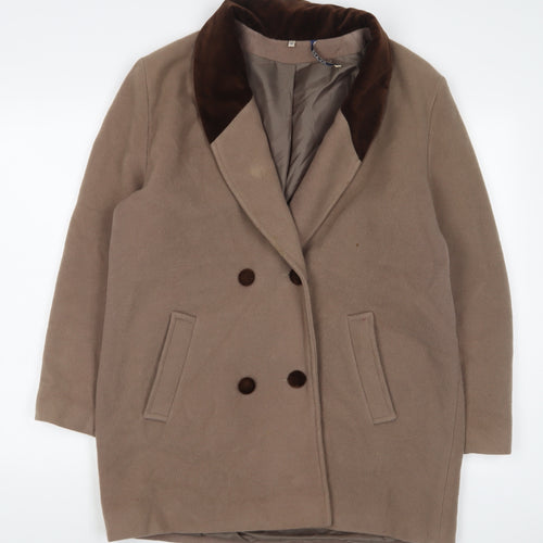 NuAge Womens Brown Overcoat Coat Size 12 Button