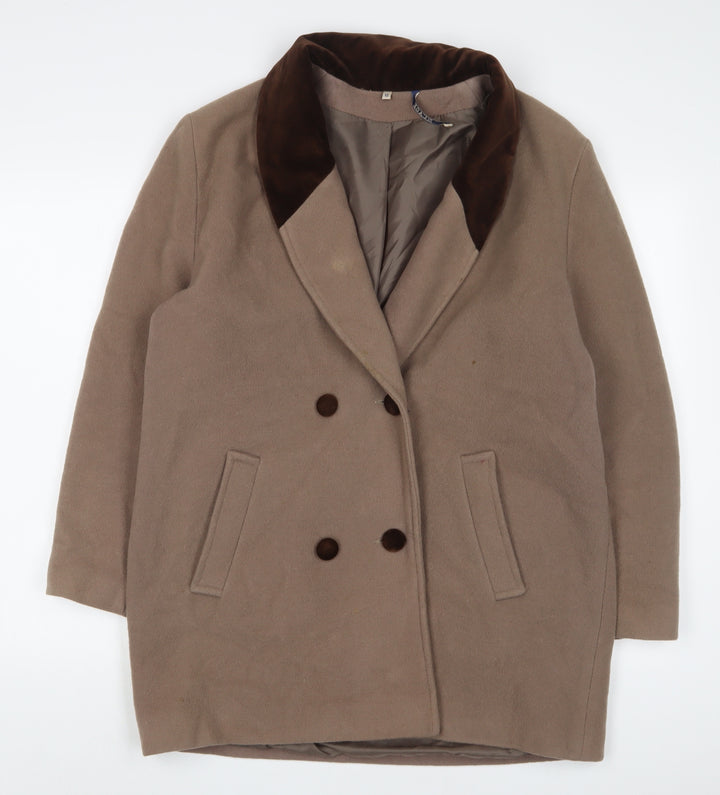 NuAge Womens Brown Overcoat Coat Size 12 Button