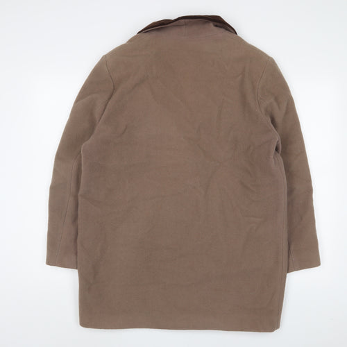 NuAge Womens Brown Overcoat Coat Size 12 Button
