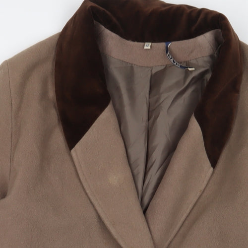 NuAge Womens Brown Overcoat Coat Size 12 Button