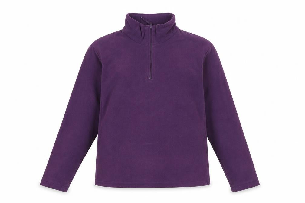 Front view of Outdoors women’s purple mock neck polyester jumper, size UK 12